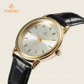 Marke Herren Kleid Uhr Gold Classic Armbanduhr Leder Quarz 72251